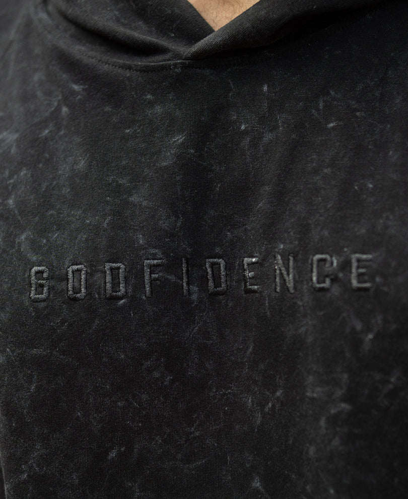 Black Washed Hooded Vest