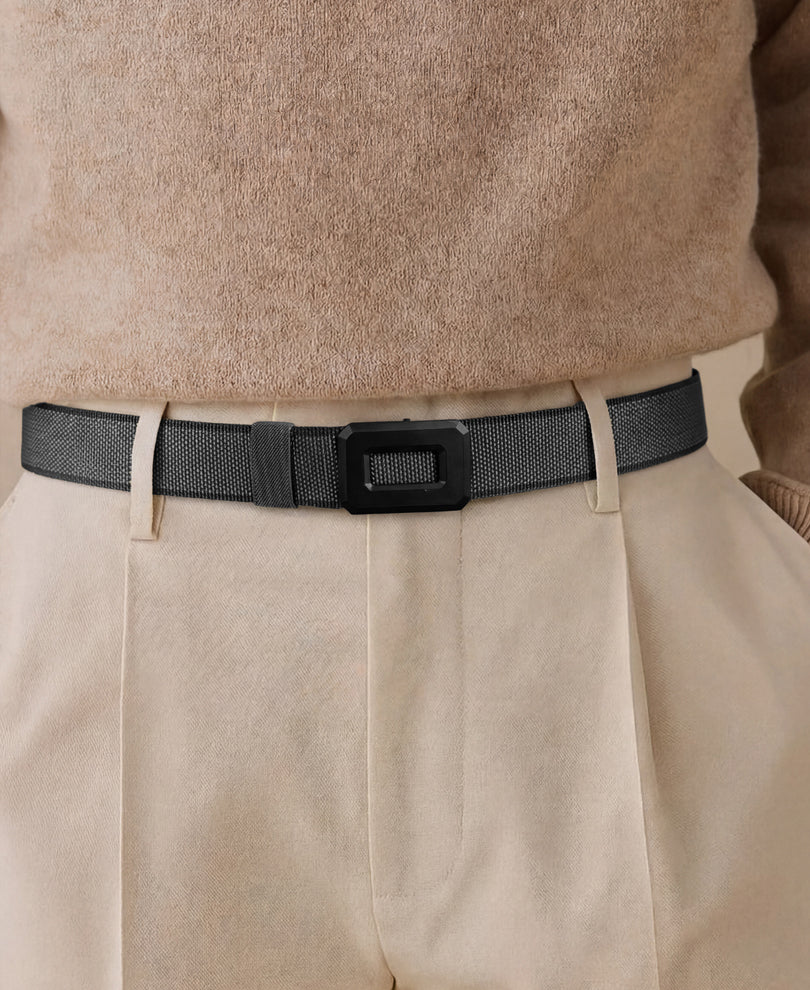 Grey Buckle Reversible Webbing Belt