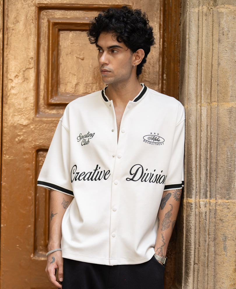 White Embroidered Knit Shirt