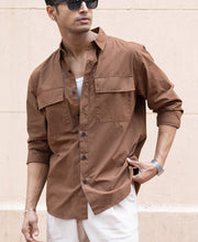Brown Double Pocket Lightweight Shirt.
