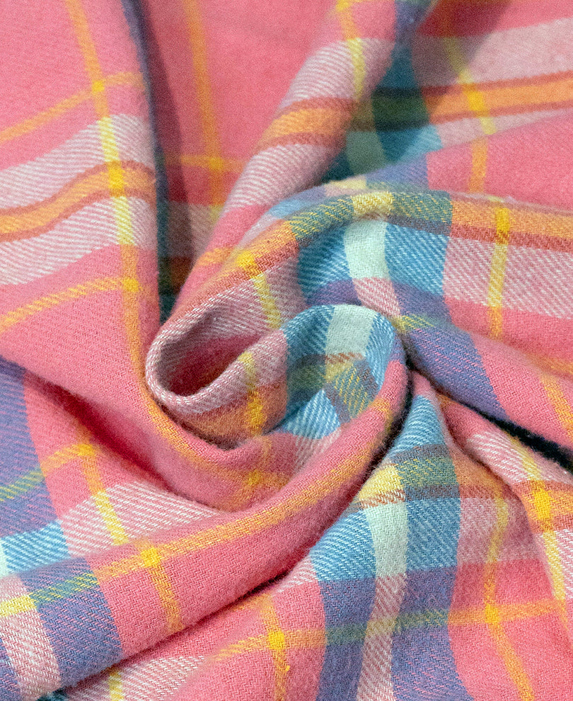 Pink Flannel Checks Shirt 100% Cotton