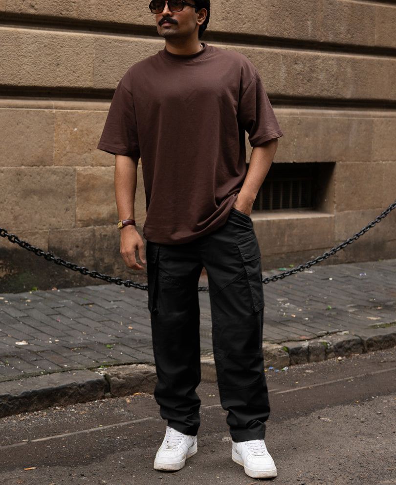 Black Cotton Cargo Trouser.