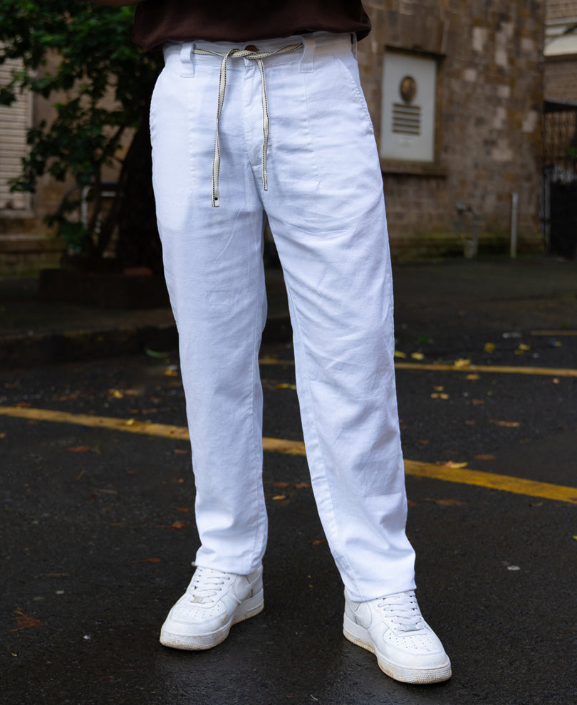 White Linen Pleated Trouser.