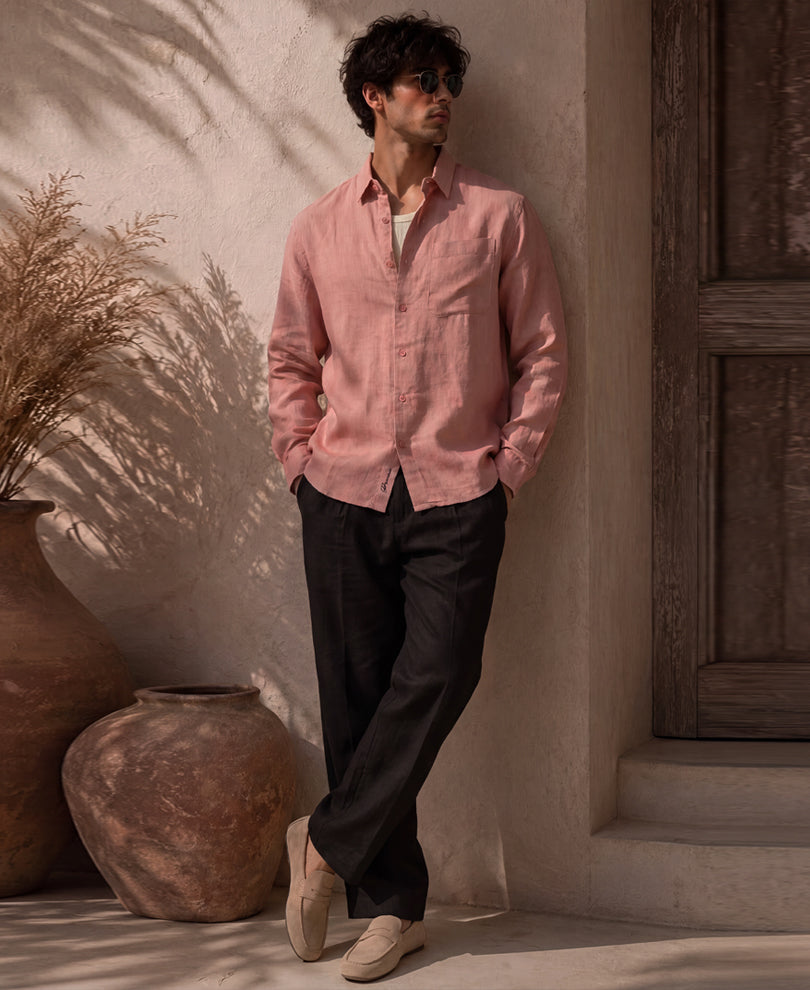 Dusty Pink 100% Linen Shirt