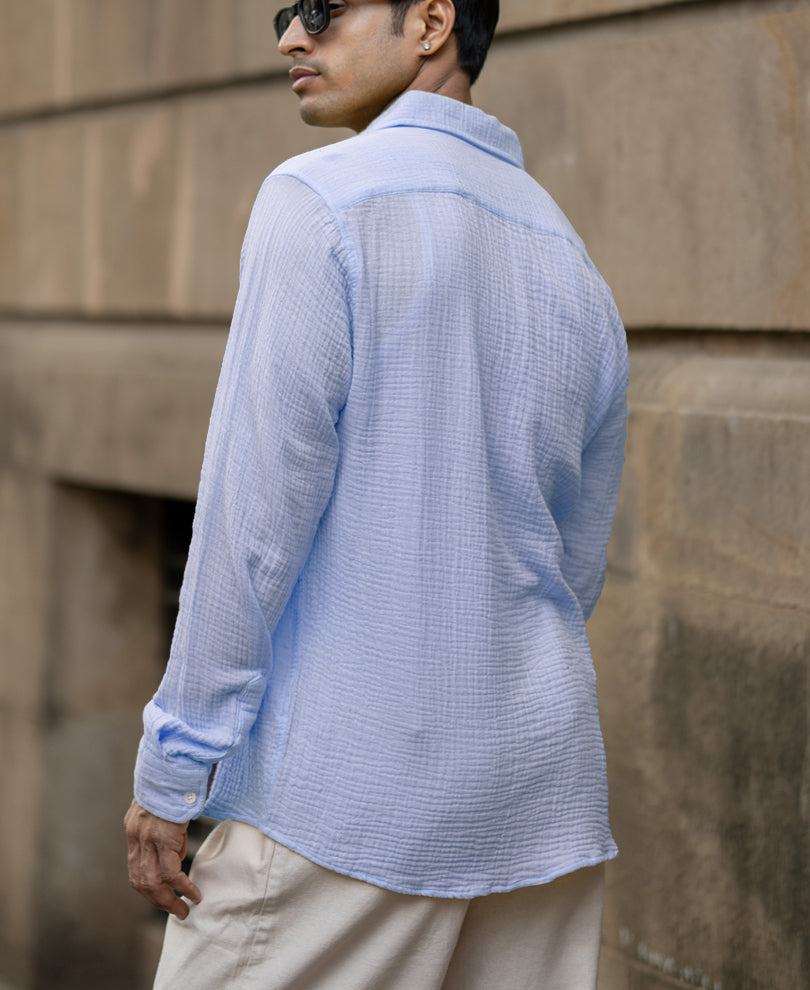 Light Blue Crinkled Shirt