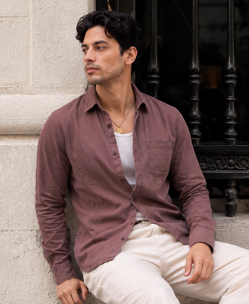 Rust Washed Structured Shirt 100% Cotton