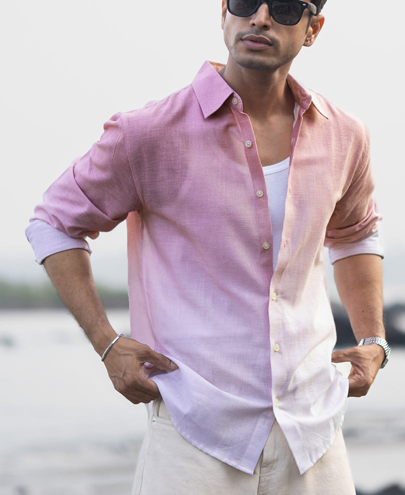 Dusty Pink Lightweight Ombre Shirt.