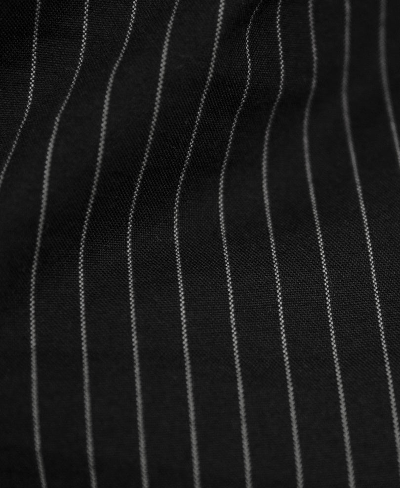 Black Oxford Stripe Zipper Shirt