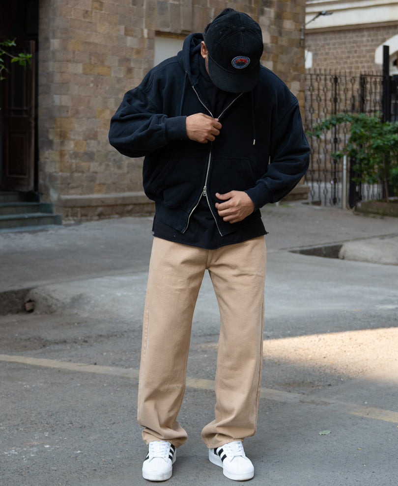Beige Baggy Fit Jeans.
