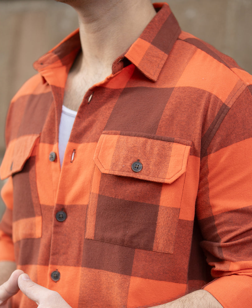 Rust Orange Checks Shirt.