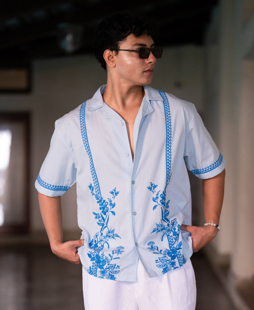 Light Blue Embroidered Shirt