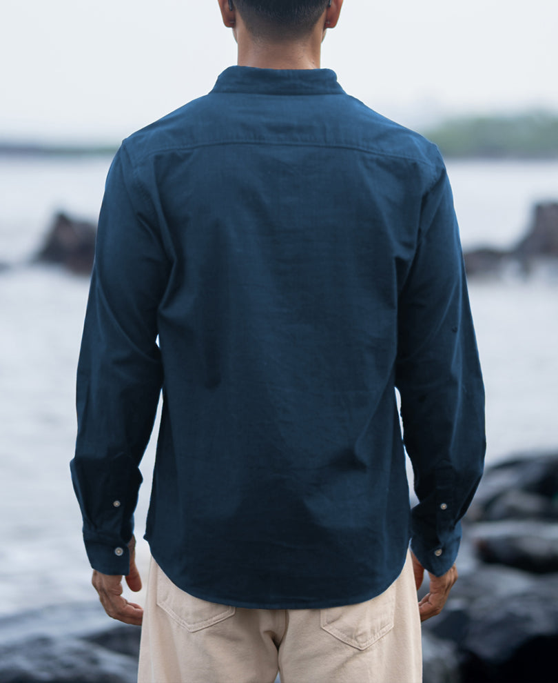 Moonlight Blue Linen Blend Shirt.