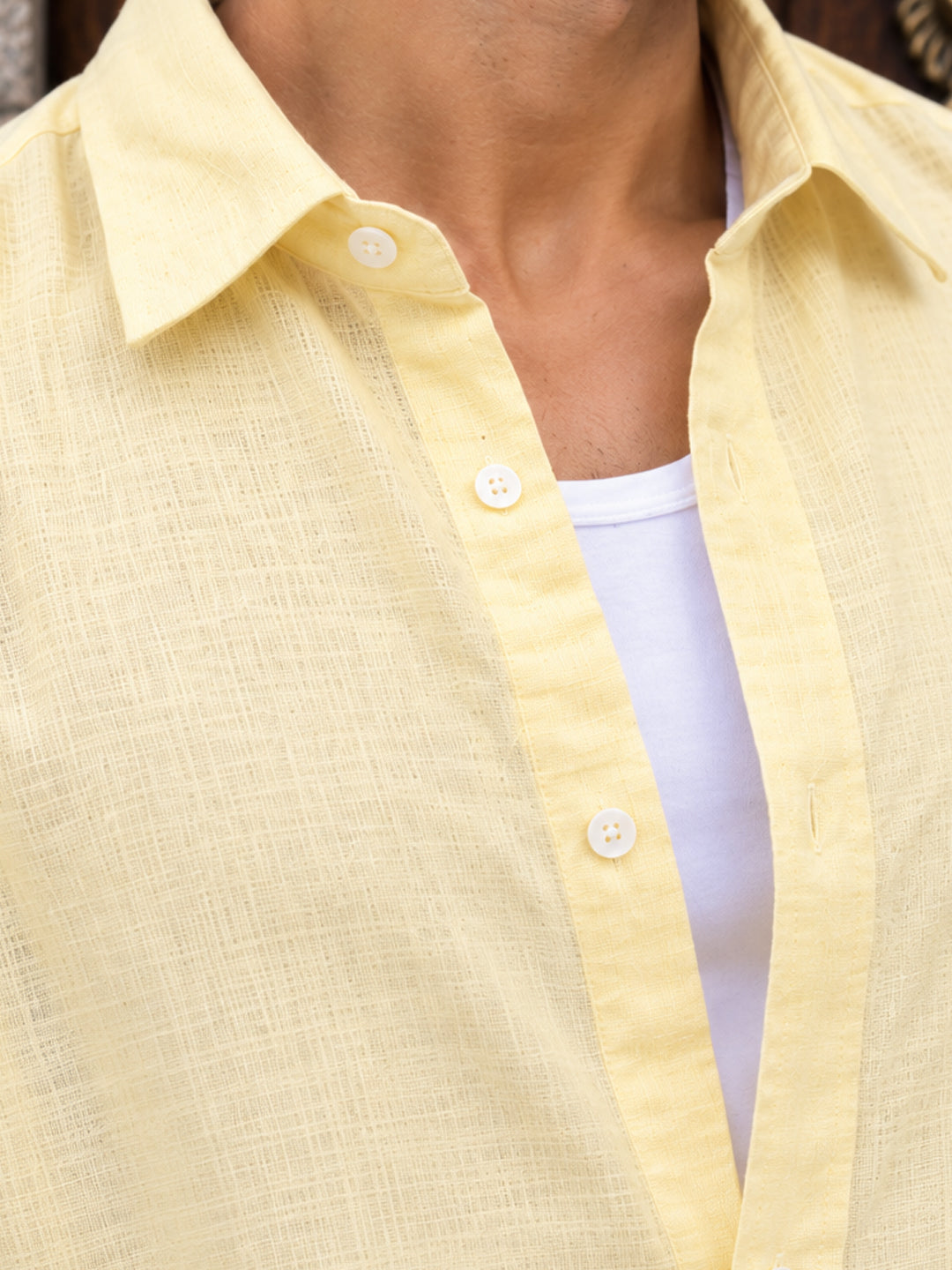Yellow 100% Linen Shirt