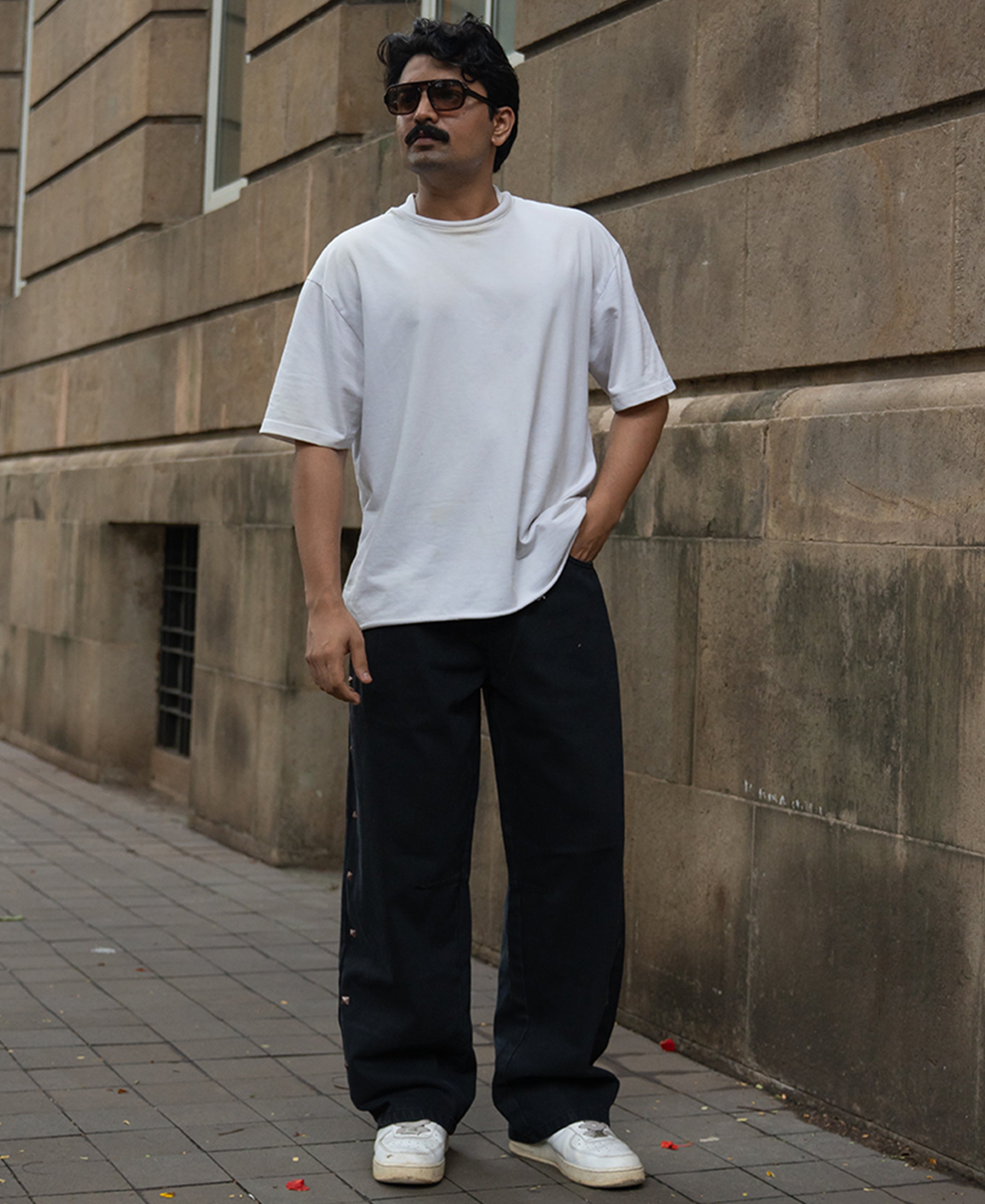 Buy Men's Black Studded Baggy Jeans Online | Powerlook