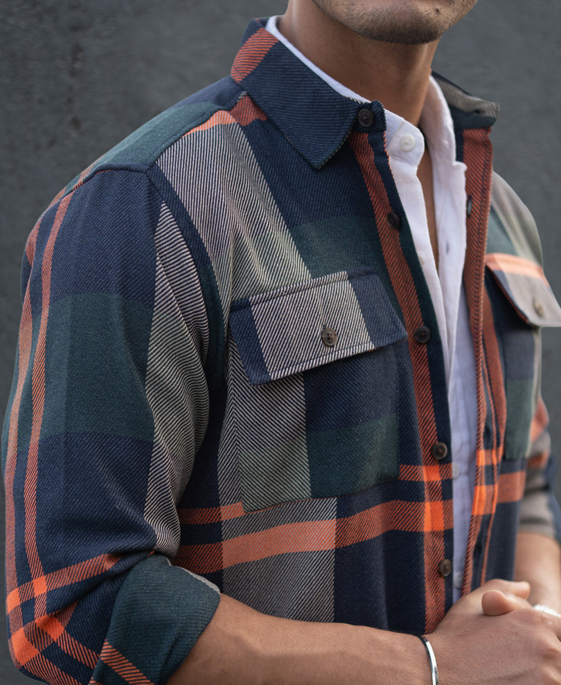 Multicolour Structure Checked Shirt.