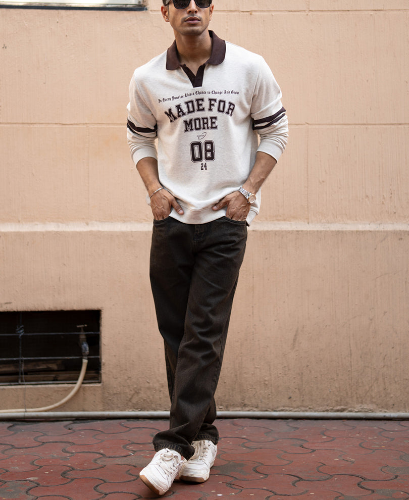 Grey Melange Printed T-Shirt.