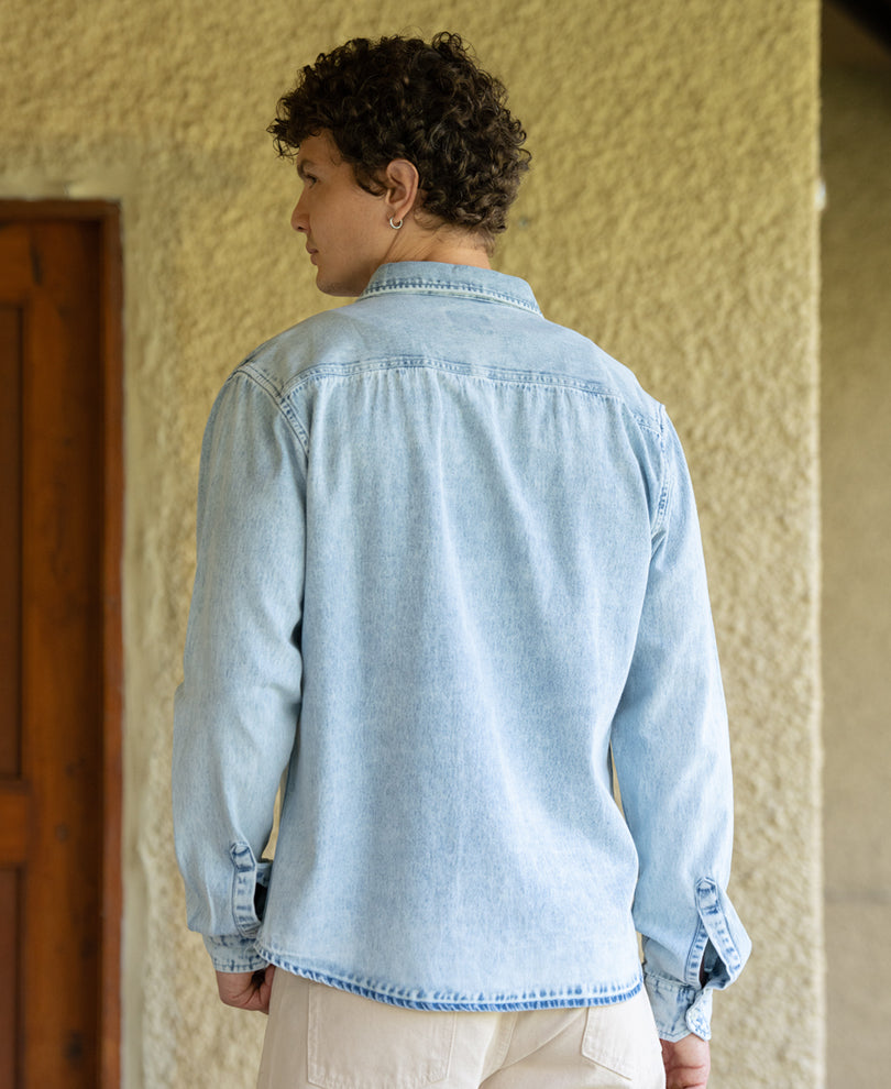Blue Double Pocket Denim Shirt