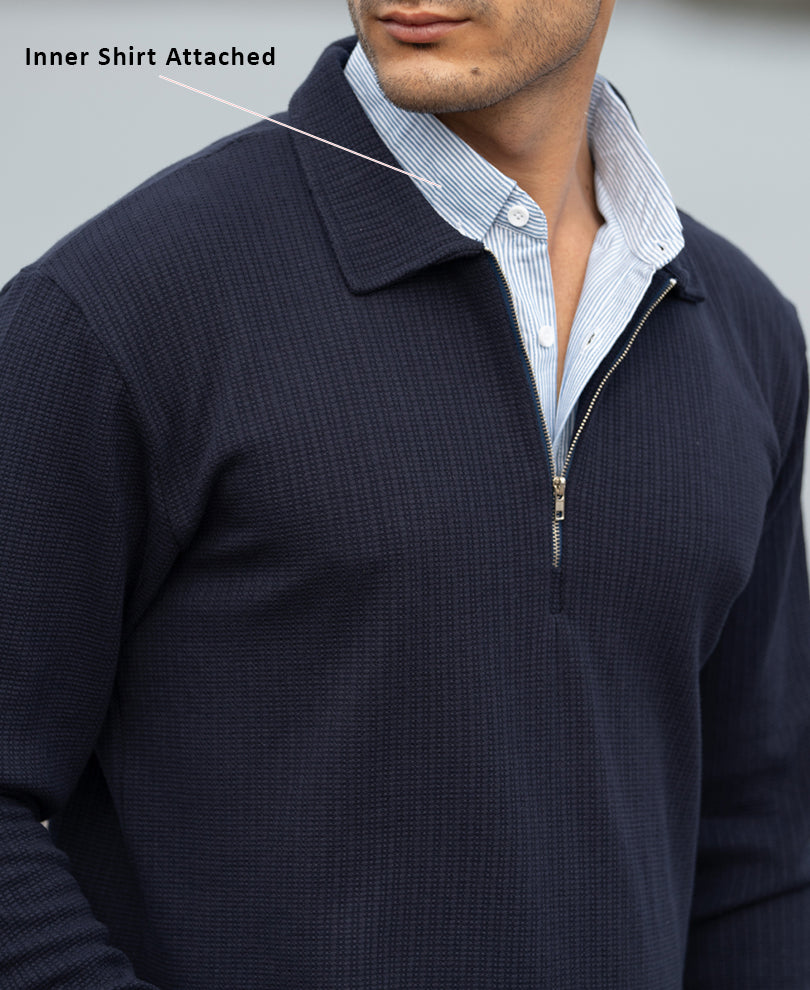 Navy Contrast Collar Polo T-Shirt.