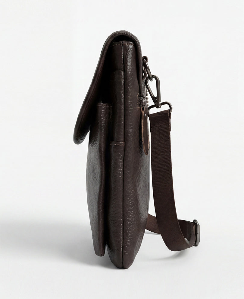 Dark Brown  Leather Crossbody Bag