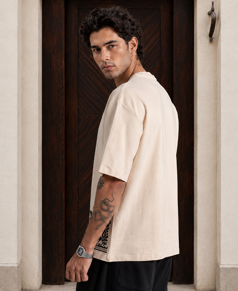 Cream Embroidered T-Shirt