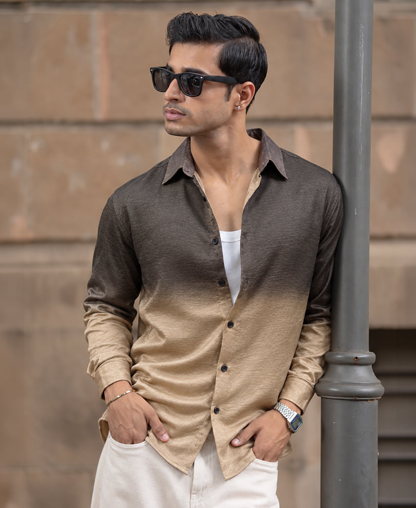 Brown Ombre Satin Shirt