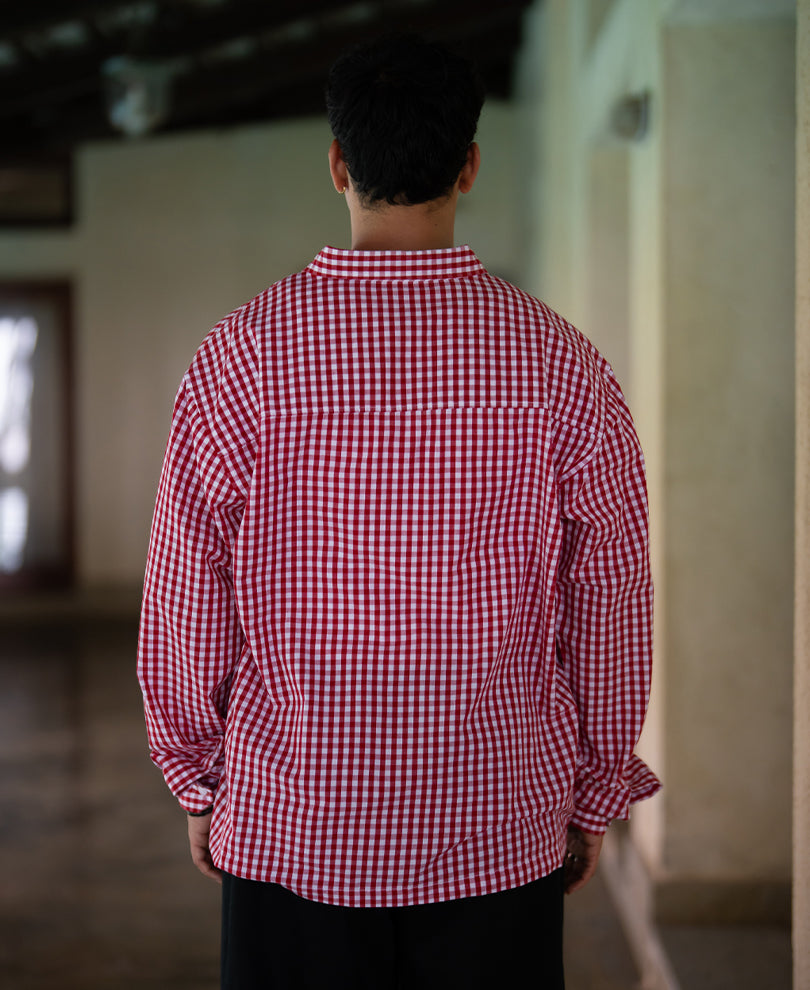 Red Printed Microchecks Shirt