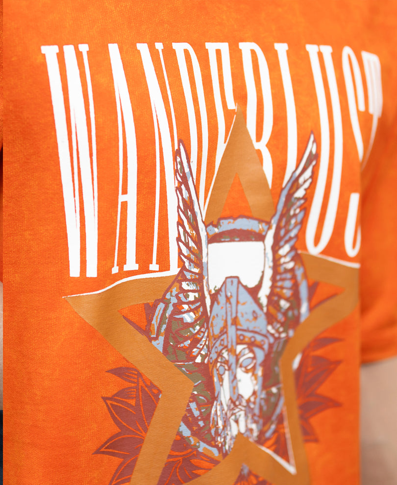 Orange Washed Graphic T-Shirt.