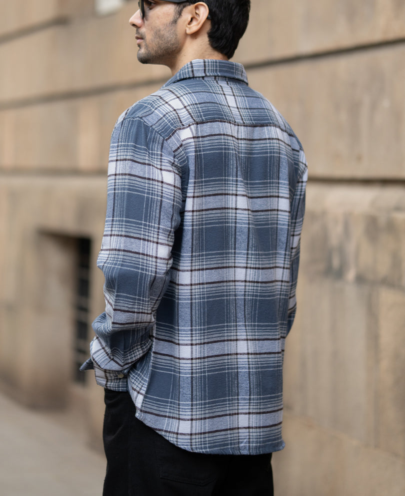 Grey Sky Structured Checks Shirt.