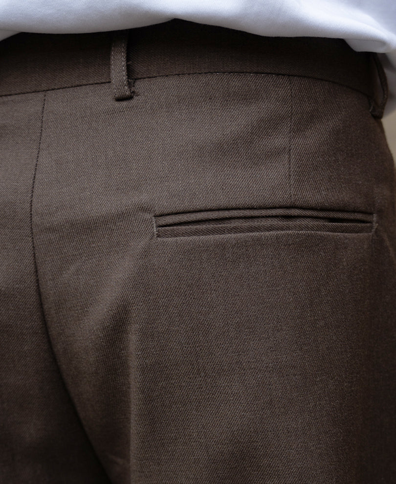 Brown Pleated Baggy Trousers