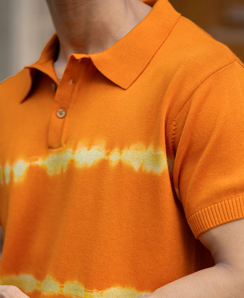 Mustard Tie-Dye Knitted T-Shirt.