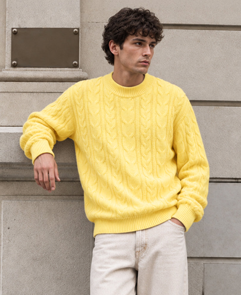 Yellow Cable Knit Sweater