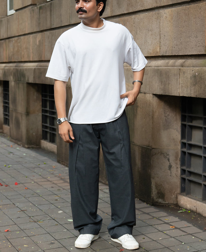 Dark Grey Pleated Trousers