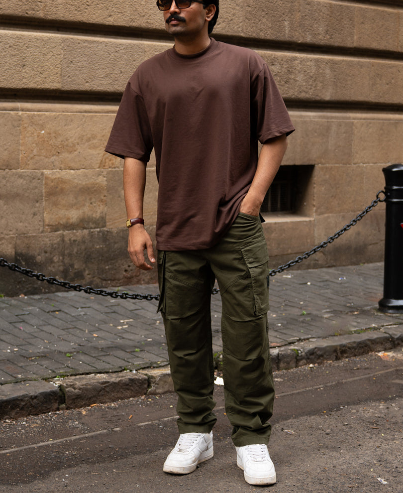 Olive Cotton Cargo Trouser.