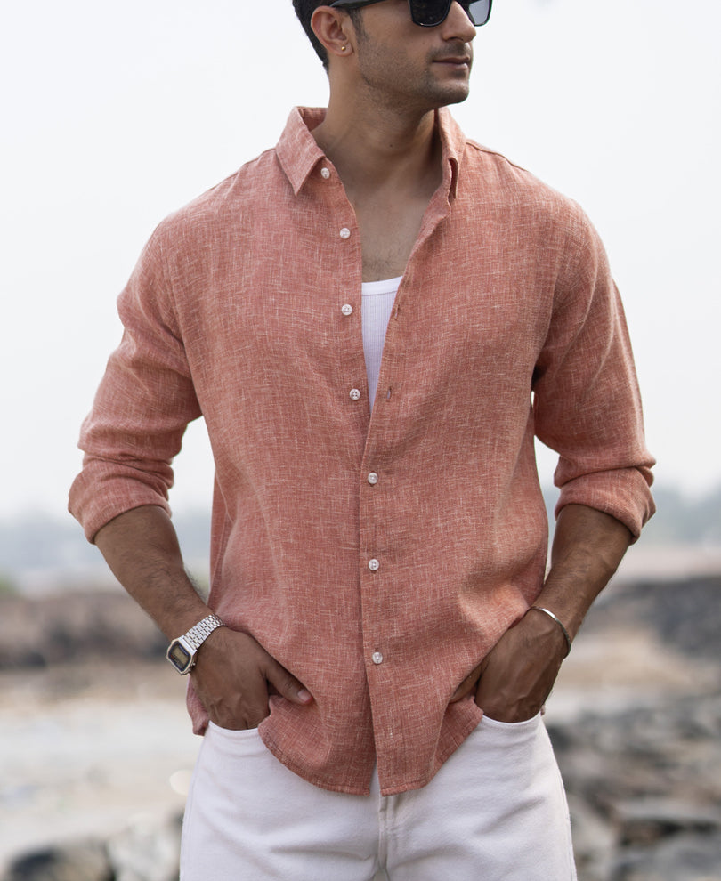 Peach Structured Shirt.