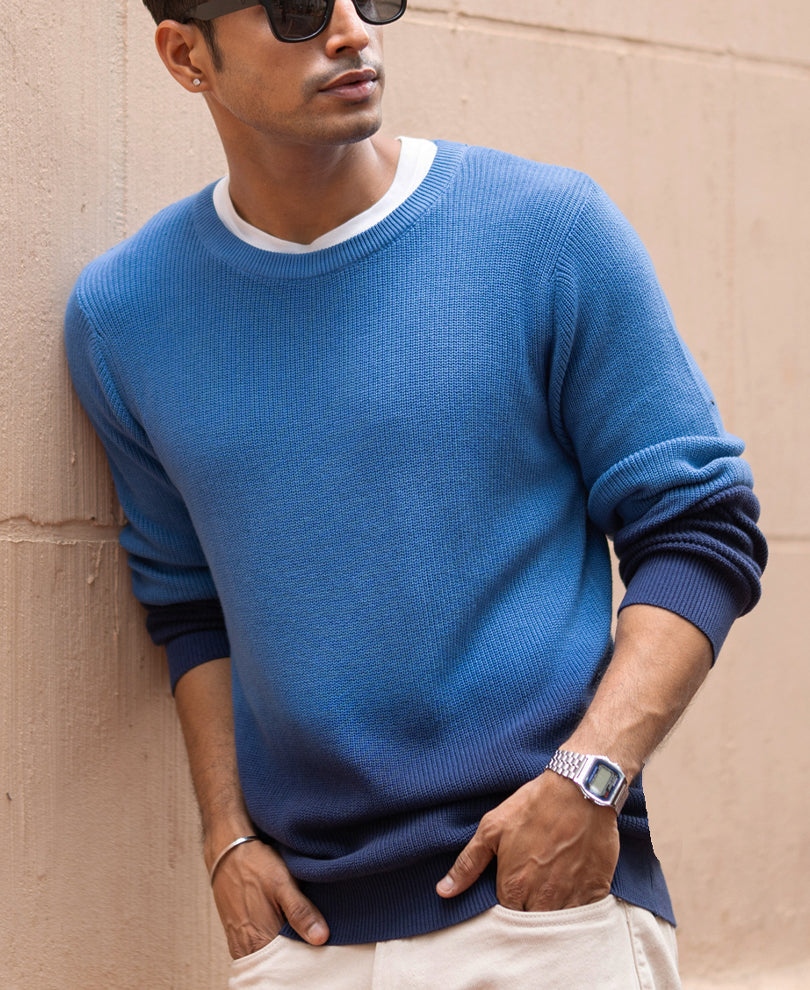Blue Ombre Cotton Sweater.