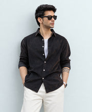 Black Washed Corduroy Shirt 100% Cotton