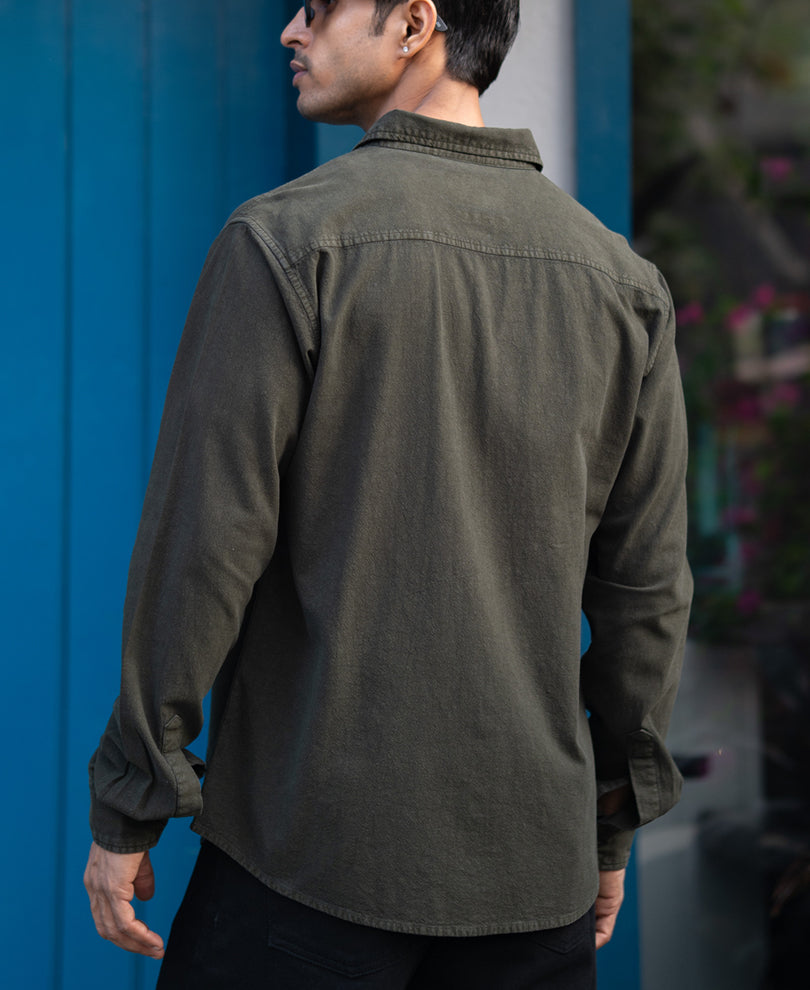 Olive Denim Shirt