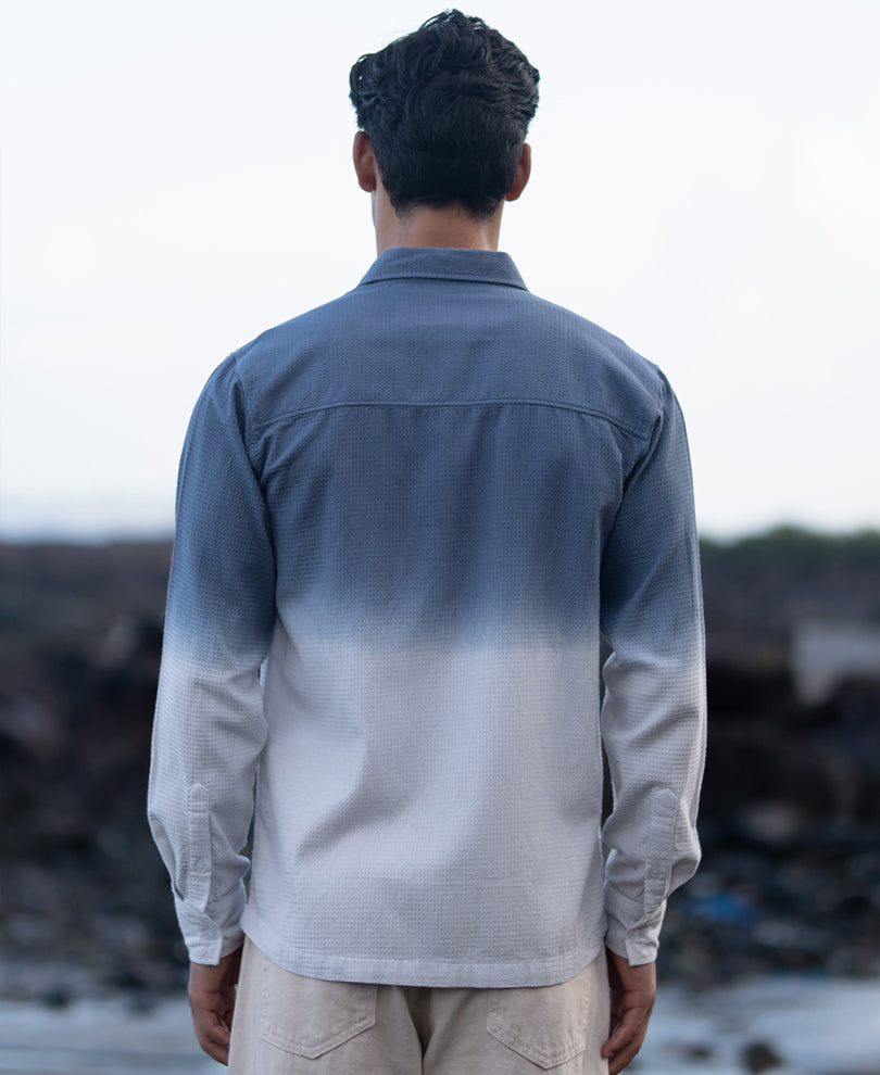 Blue Structured Ombre Shirt.
