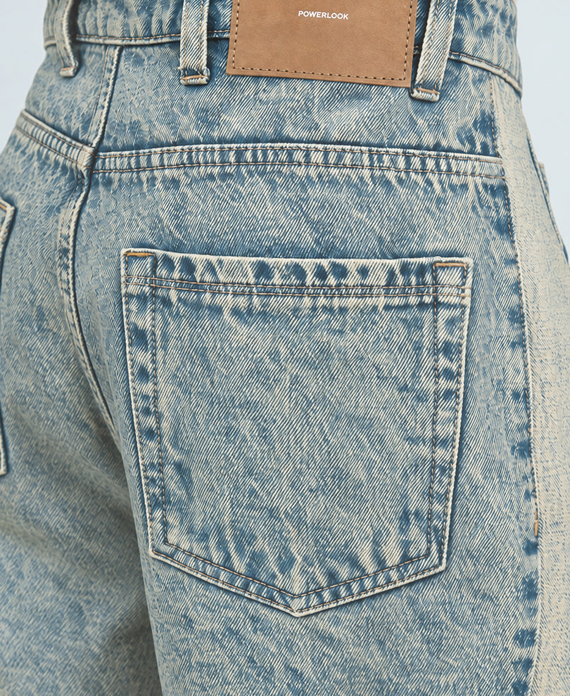 Blue Panelled Baggy Jeans