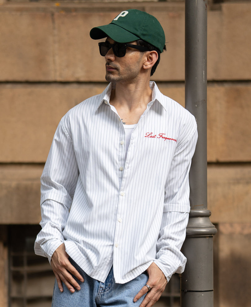 White Striped Doctor Sleeves Shirt
