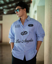 Blue Printed Pin Stripe Shirt
