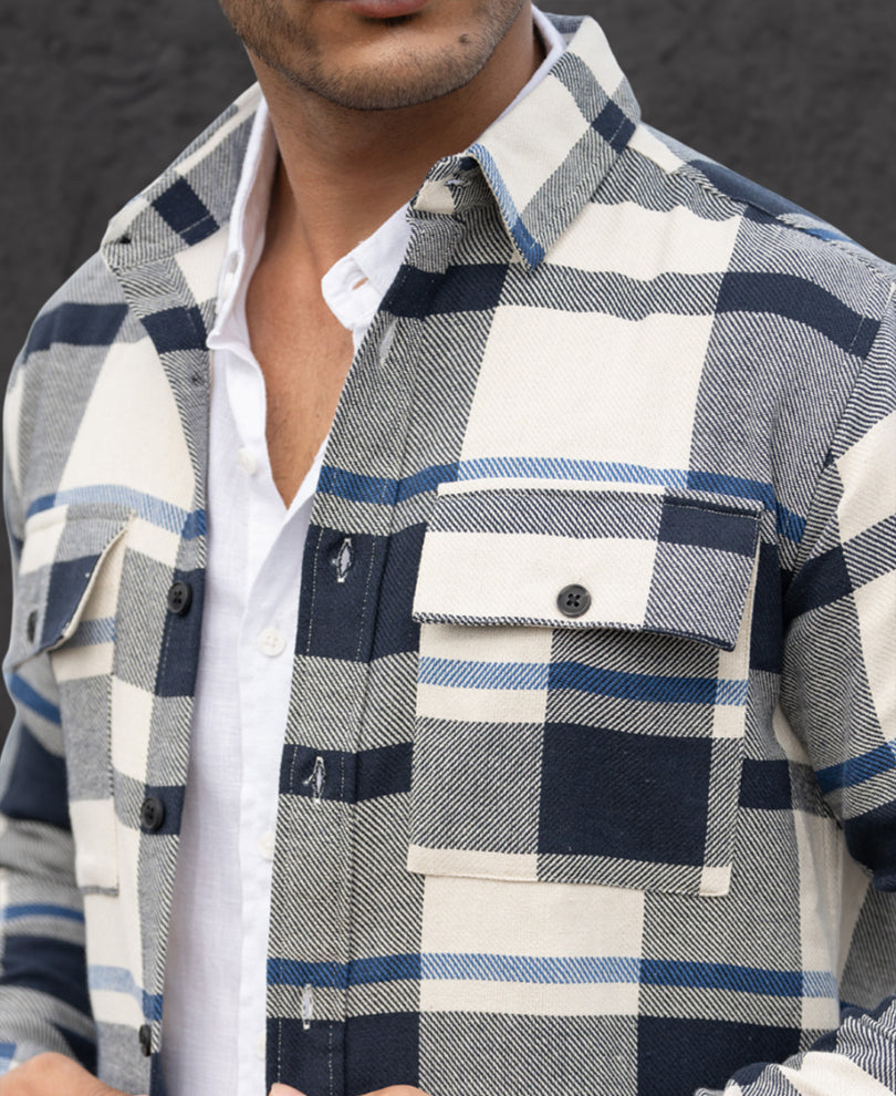 Navy Structure Checks Shirt.