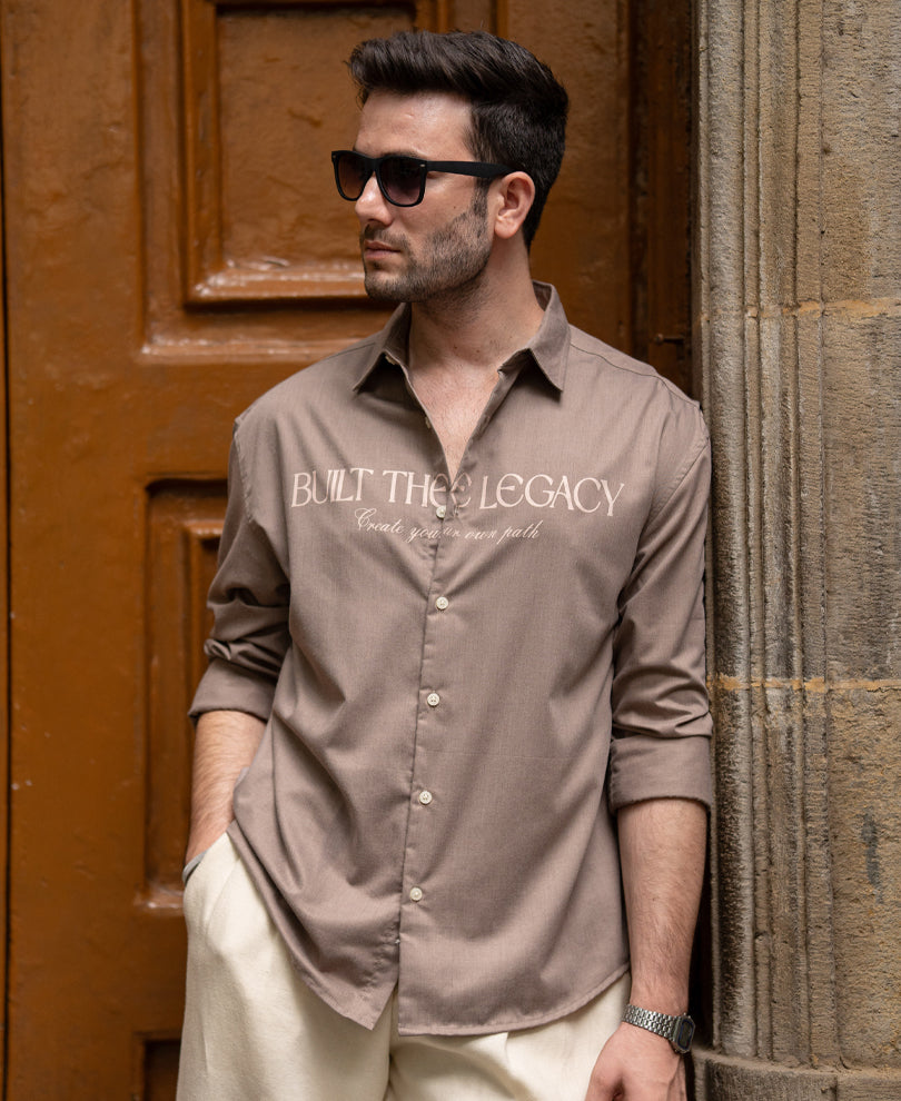Dark Beige Printed Lightweight Shirt