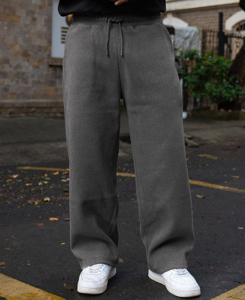 Dark Grey Melange Baggy Trackpant.