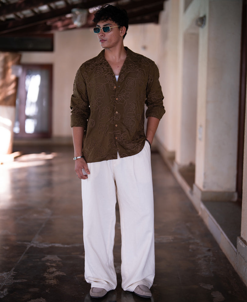 Light Brown Embroidered Shirt