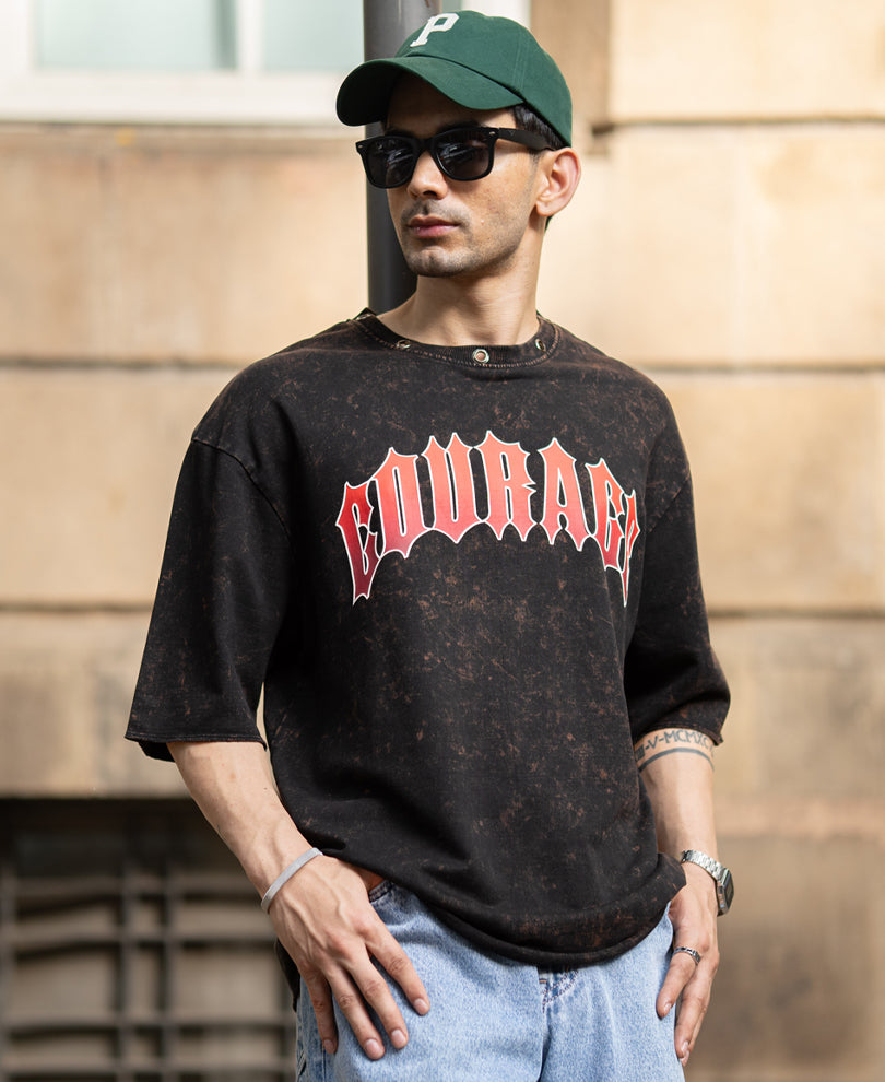 Black Washed Graphic T-Shirt 100% Cotton