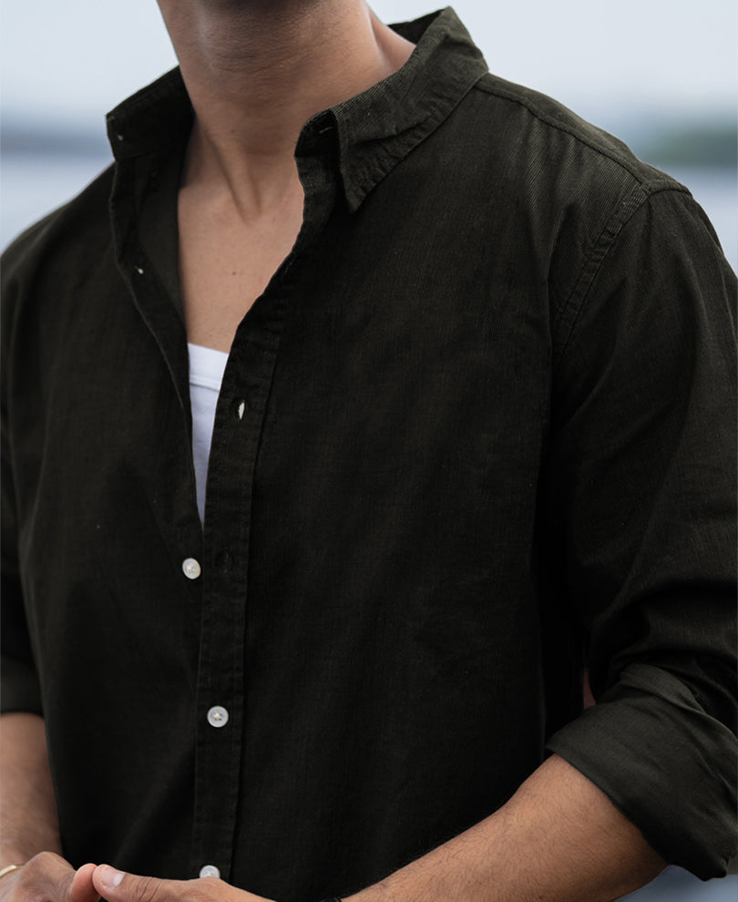 Dark Olive Corduroy Shirt 100% Cotton