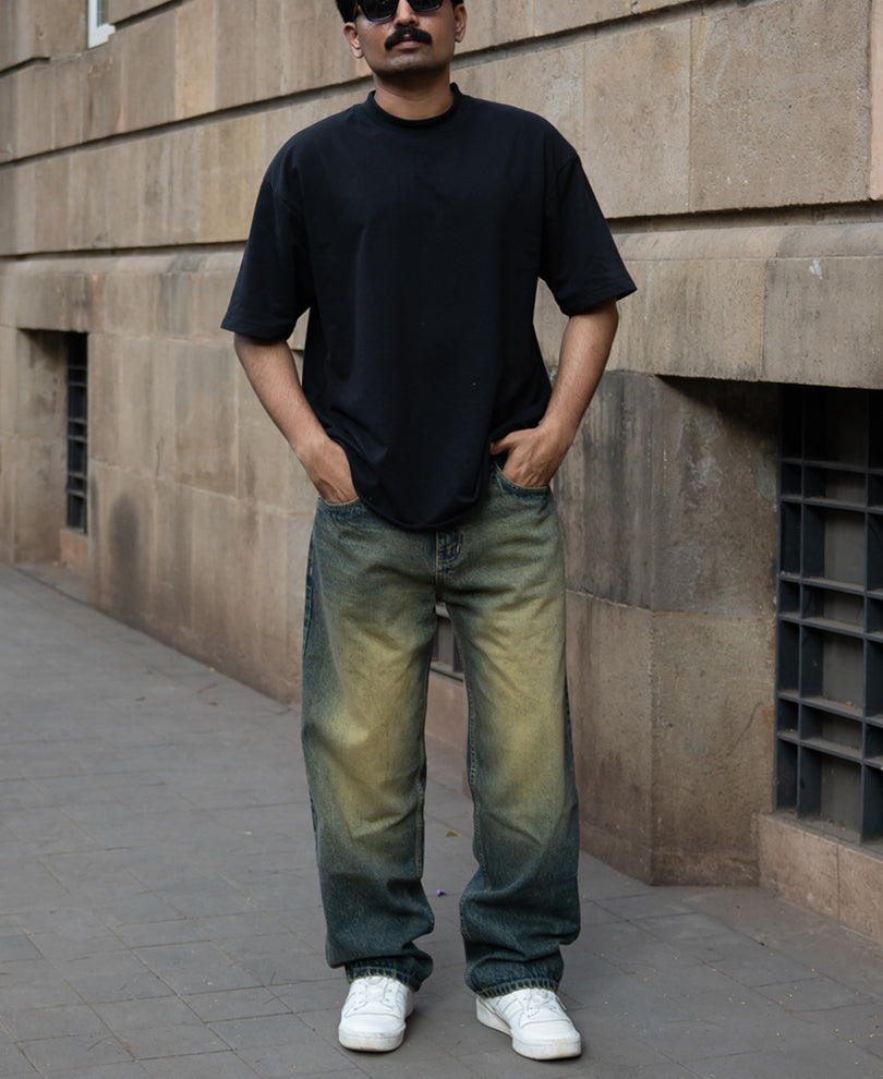 Dark Blue Tinted Baggy Jeans