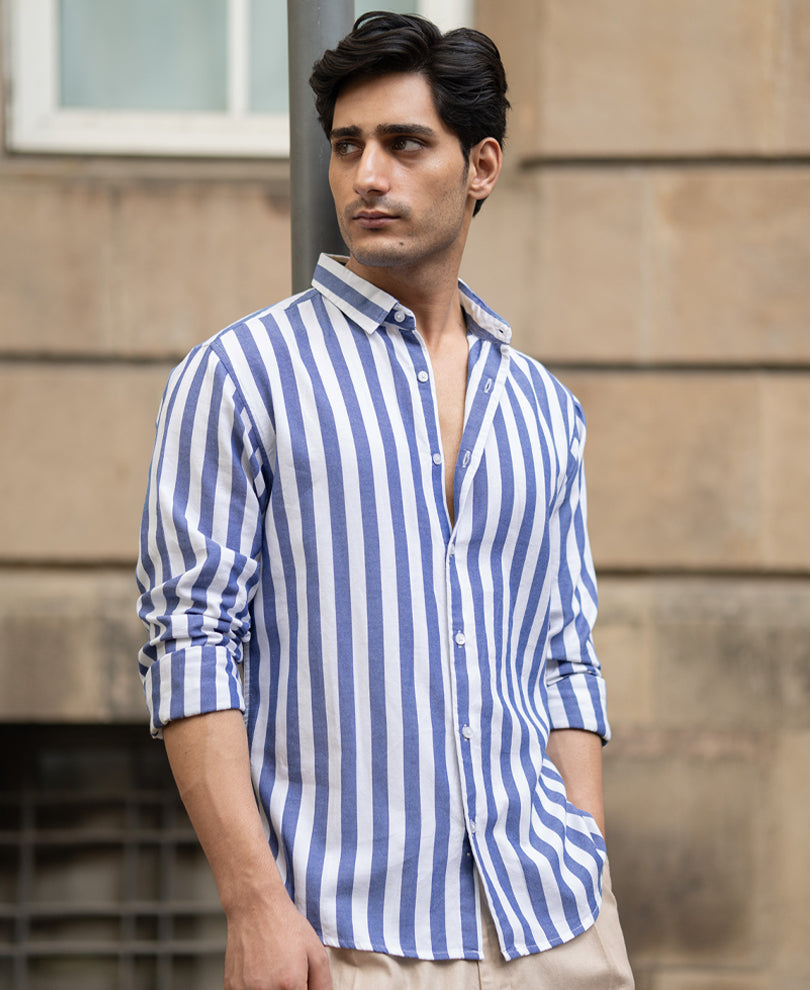 Blue Nautical Stripe Shirt.