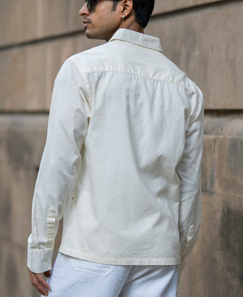 Cream Embroidered Lightweight Shirt.
